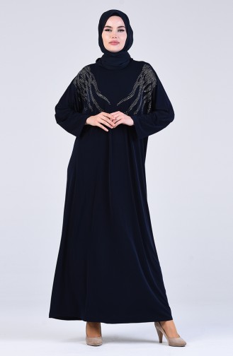 Dunkelblau Hijab Kleider 1637-02