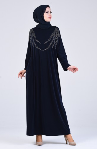 Dunkelblau Hijab Kleider 1637-02