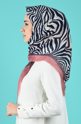 Elmina Desenli Pamuk Eşarp 899-102 Lacivert Pembe