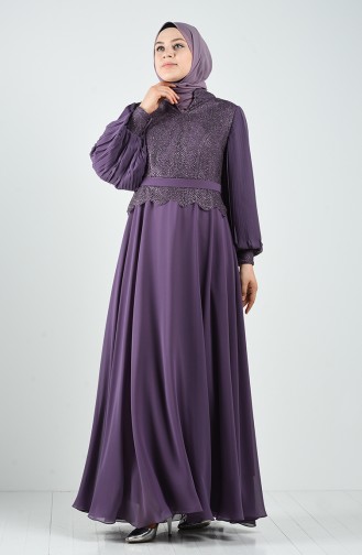 Plus Size Silvery Evening Dress 1317-01 Lilac 1317-01