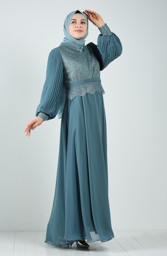 Grün Hijab-Abendkleider 1317-03