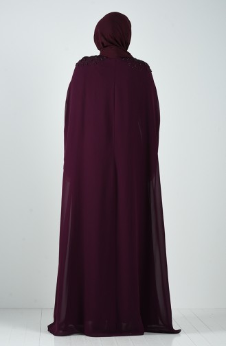 Plus Size Stone Evening Dress 1323-03 Damson 1323-03