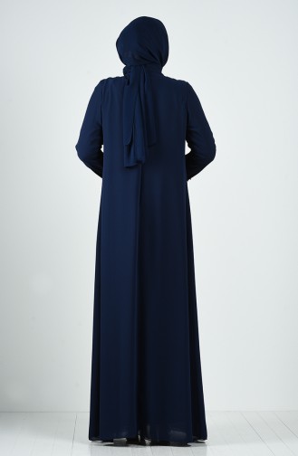 Dunkelblau Hijab-Abendkleider 1325-01