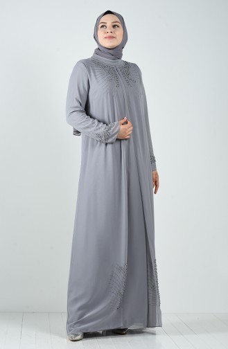 Grau Hijab-Abendkleider 1325-02