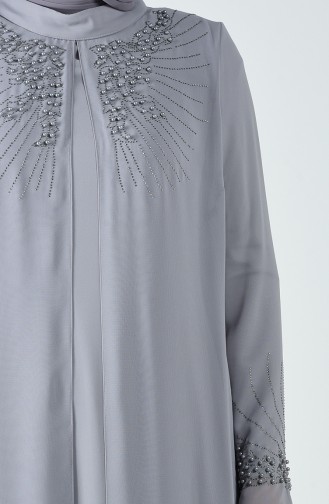 Grau Hijab-Abendkleider 1325-02