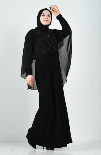 Plus Size Stone Evening Dress 3156-01 Black 3156-01