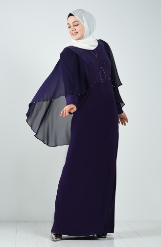 Plus Size Stone Evening Dress 3156-02 Purple 3156-02