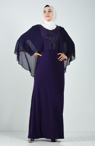 Plus Size Stone Evening Dress 3156-02 Purple 3156-02