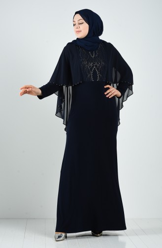 Dunkelblau Hijab-Abendkleider 3156-03