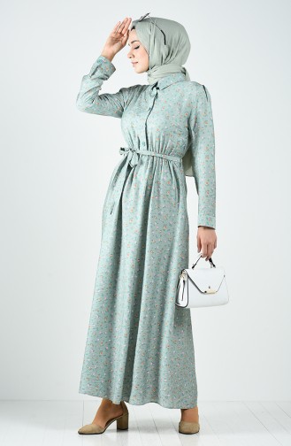 Green Almond Hijab Dress 8070-03
