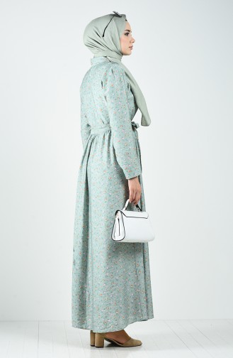 Green Almond Hijab Dress 8070-03