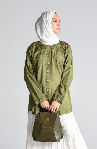 Khaki Overhemdblouse 1313-03