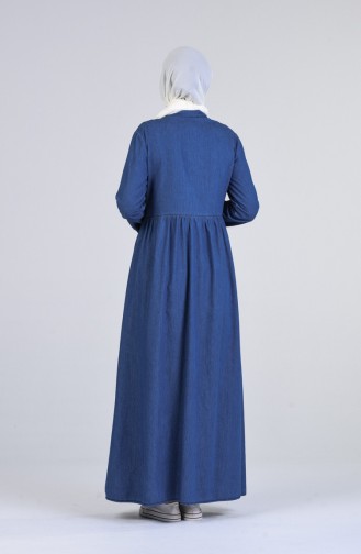 Jeansblau Hijab Kleider 5003-01