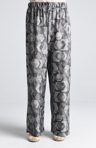 Patterned wide Leg Pants 1961-01 Gray 1961-01