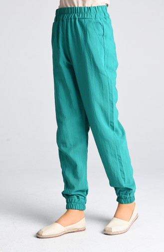 Pants with Elastic waist Pockets 3189-06 Light Green 3189-06