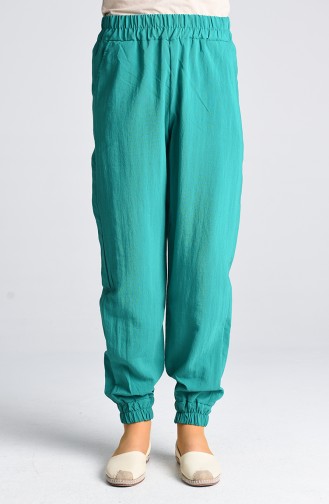 Pants with Elastic waist Pockets 3189-06 Light Green 3189-06