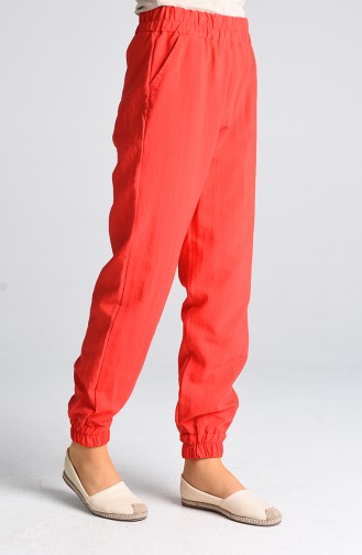 Pants with Elastic waist Pockets 3189-12 Red 3189-12