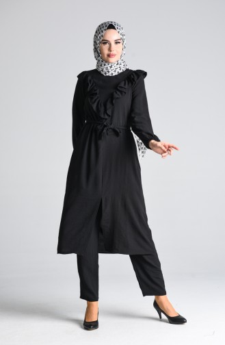 Frilly Tunic Trousers Double Suit 0372-02 Black 0372-02