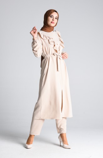 Frilly Tunic Trousers Double Suit 0372-03 Stone 0372-03
