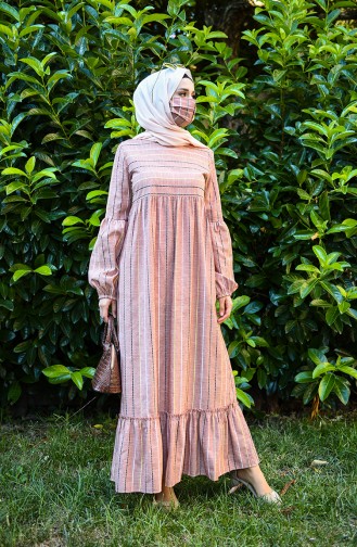 Ziegelrot Hijab Kleider 1400-01