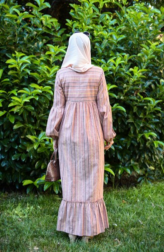 Ziegelrot Hijab Kleider 1400-01