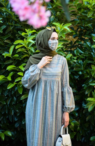 Khaki Hijab Dress 1400-03