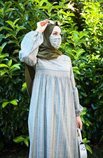 Khaki Hijab Dress 1400-03
