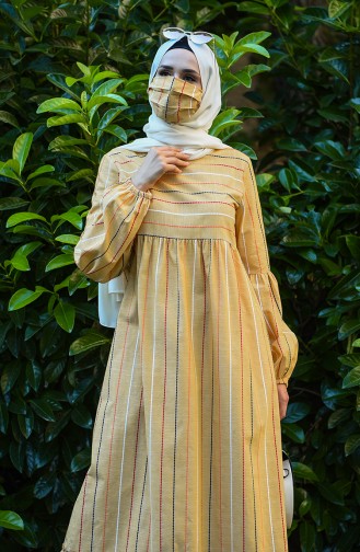 Linen Dress with Free Mask 1400-04 Mustard 1400-04