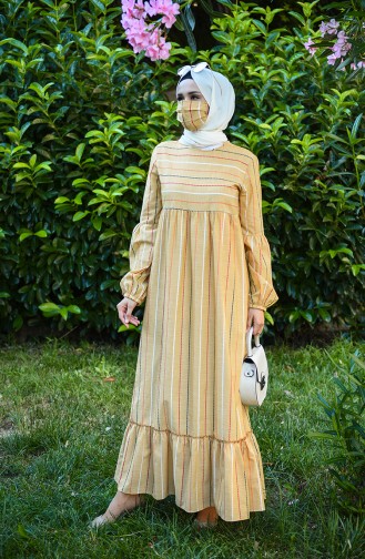 Linen Dress with Free Mask 1400-04 Mustard 1400-04