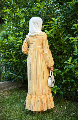 Linen Dress with Free Mask 1400-04 Mustard 1400-04