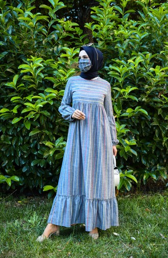 Linen Dress with Free Mask 1400-05 Gray 1400-05