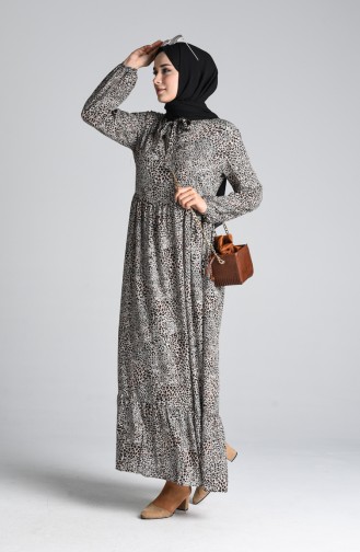 Creme Hijab Kleider 0089-01