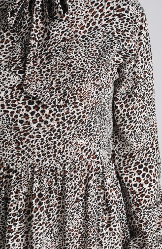 Leopard Print Viscose Dress 0089-01 Cream Brown 0089-01