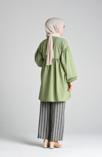 Büzgülü Tunik 1399-07 Nefti Yeşil