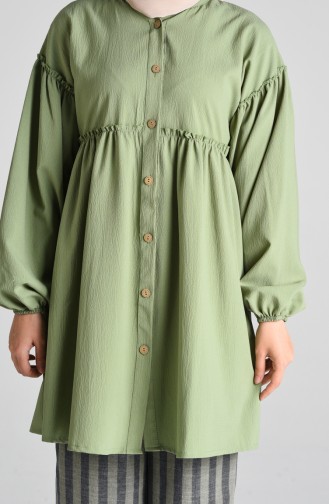 Büzgülü Tunik 1399-07 Nefti Yeşil