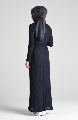 Dunkelblau Hijab Kleider 3187-05