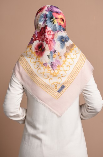 Desenli Çekme Cotton Eşarp 2501-11 Toz Pembe