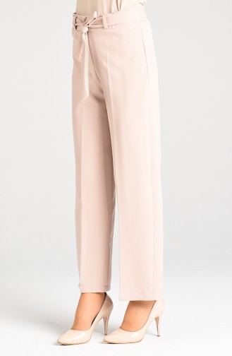 Belted Straight-leg Trousers 5010-01 Beige 5010-01