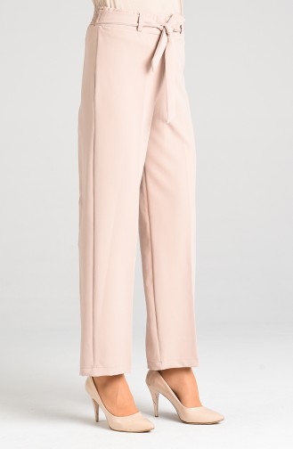 Belted Straight-leg Trousers 5010-01 Beige 5010-01