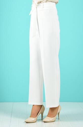 Belted Straight-leg Trousers 5010-07 Ecru 5010-07