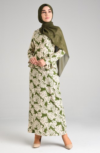 Beige Hijab Kleider 3001-01