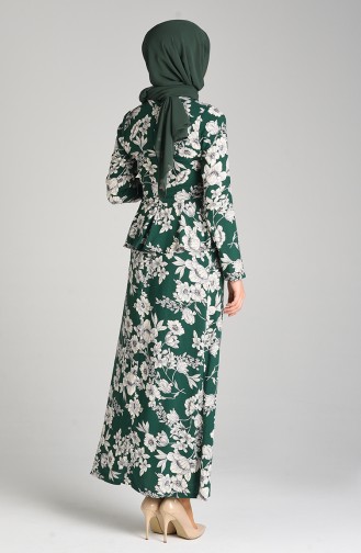 Smaragdgrün Hijab Kleider 3001D-01