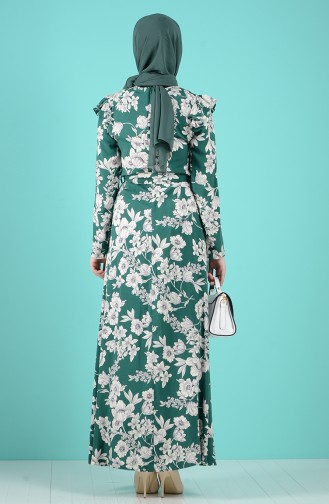 Pattern Belted Dress 3004d-01 Emerald Green 3004D-01