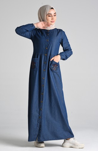 Dunkelblau Hijab Kleider 9286-01