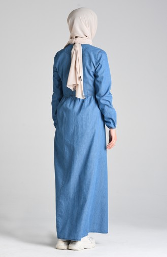Jeansblau Hijab Kleider 9286-02