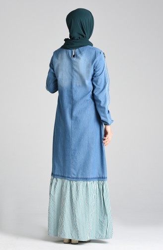 Grün Hijab Kleider 8051-05