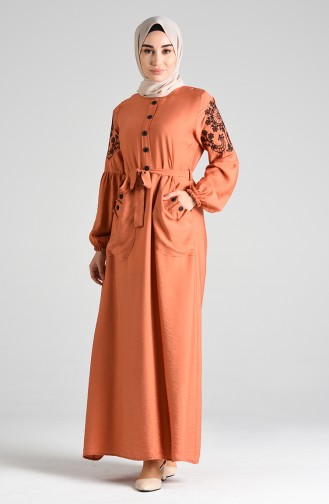 Robe Hijab Couleur brique 8066-02
