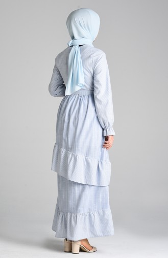 Blau Hijab Kleider 8072-03