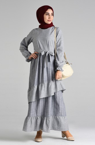Grau Hijab Kleider 8072-04