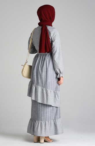Gray Hijab Dress 8072-04